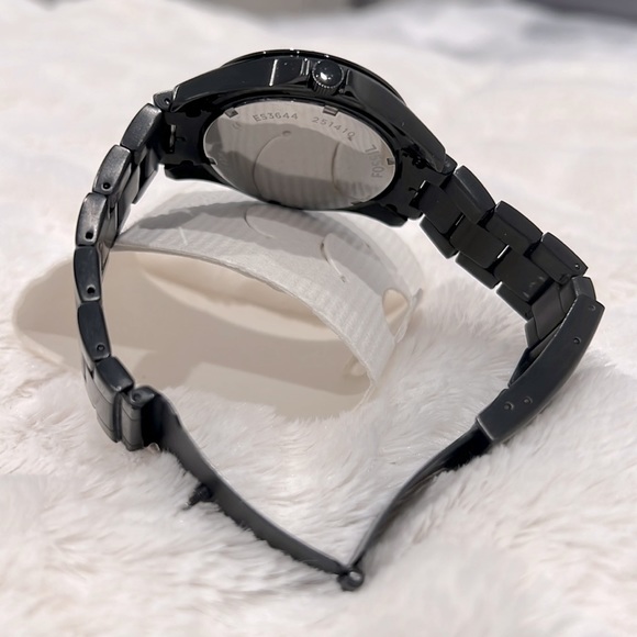 Fossil Riley Black Stainless Steel Watch with Rose Gold/Rhinestones Detailing - Picture 9 of 10